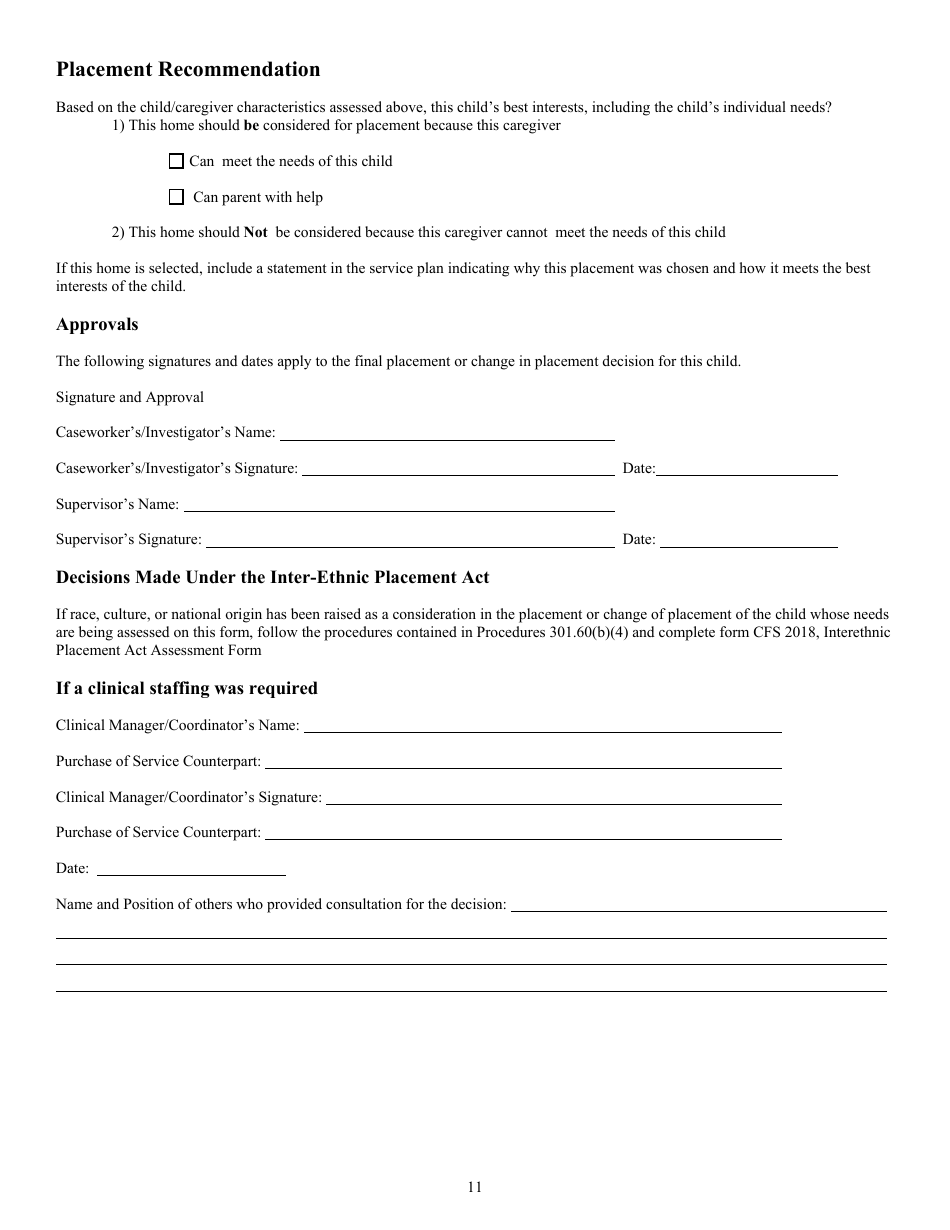 Form CFS2017 Child / Caregiver Matching Tool - Illinois, Page 11