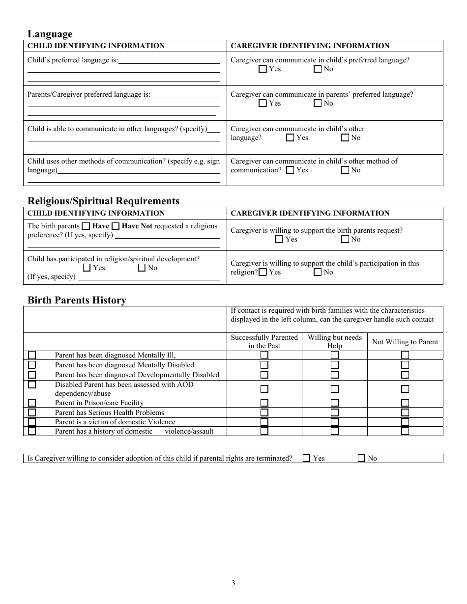 Form CFS2017 Child / Caregiver Matching Tool - Illinois, Page 3