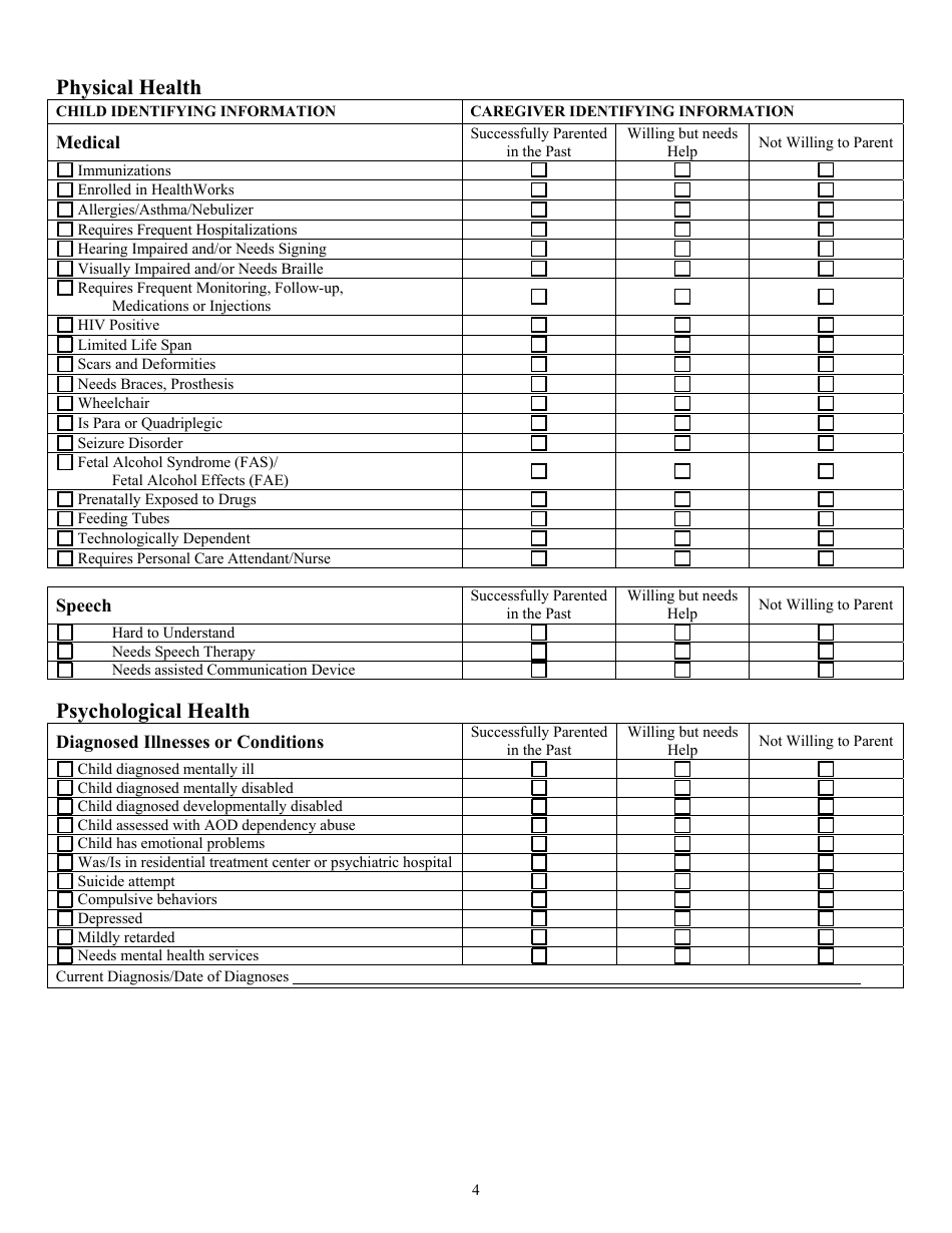 Form CFS2017 Child / Caregiver Matching Tool - Illinois, Page 4