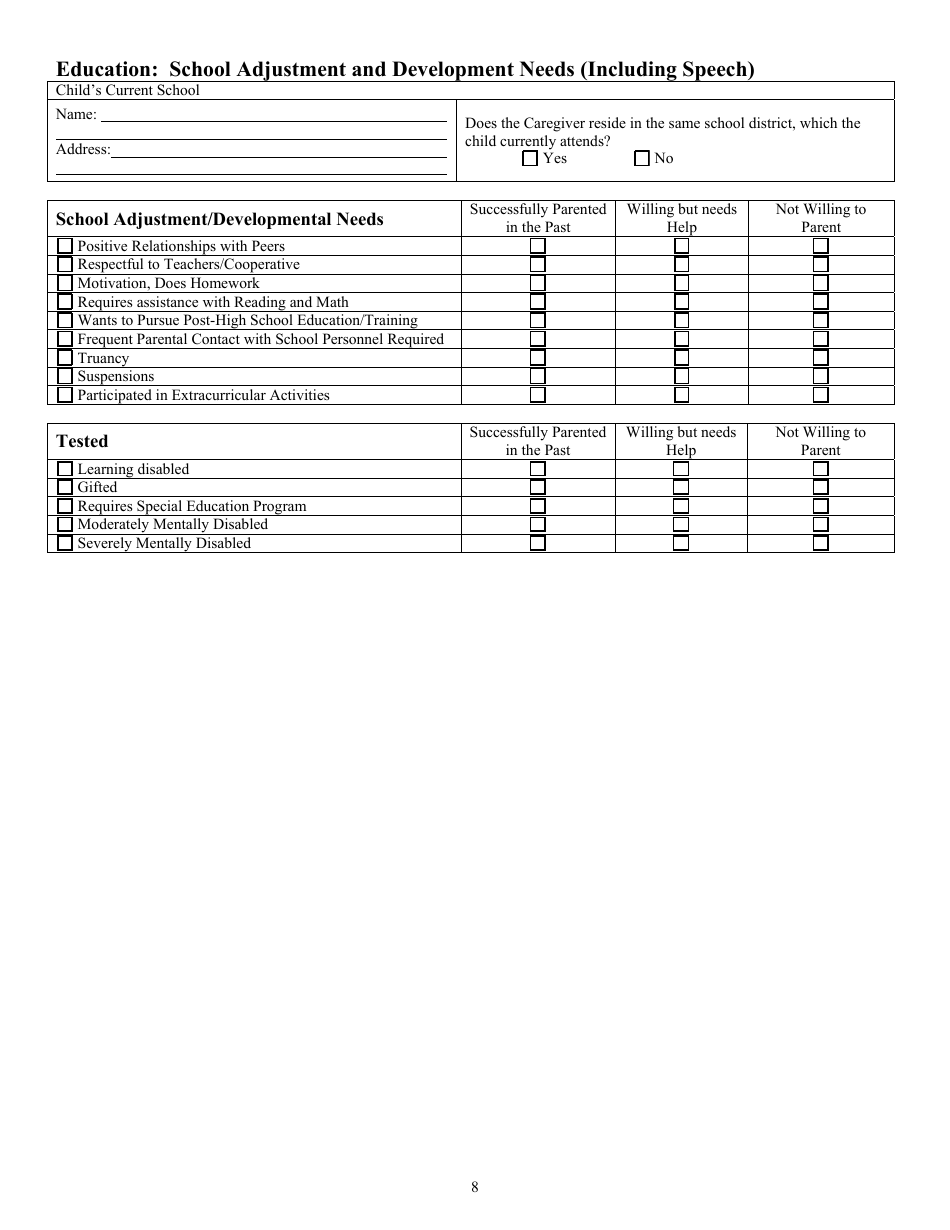 Form CFS2017 Child / Caregiver Matching Tool - Illinois, Page 8