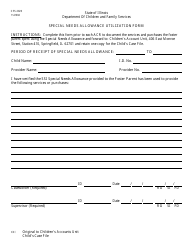 Document preview: Form CFS2023 Special Needs Allowance Utilization Form - Illinois
