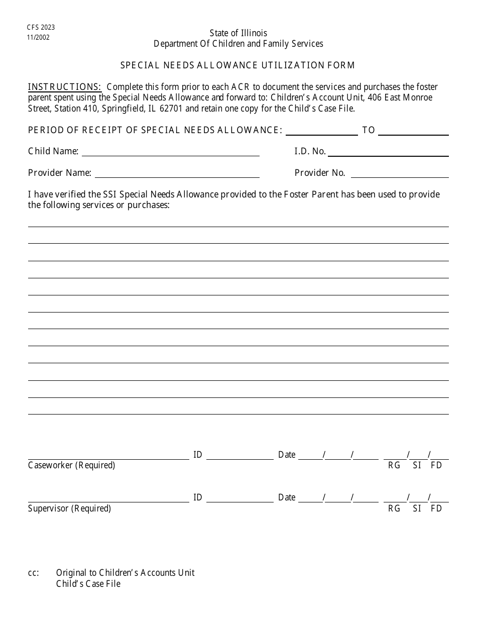 Form CFS2023 Fill Out, Sign Online and Download Printable PDF