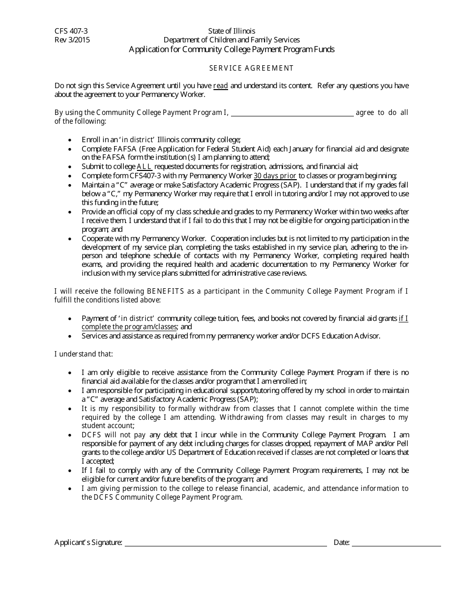 Form CFS407-3 Application for Community College Payment Program Funds - Illinois, Page 3
