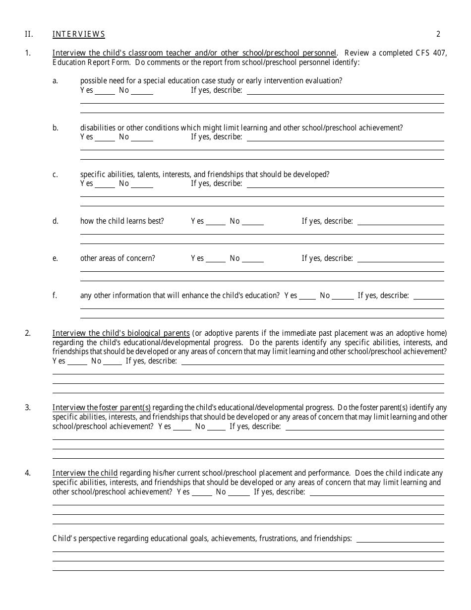 Form CFS407-4 Education Profile (Assessment) - Illinois, Page 2