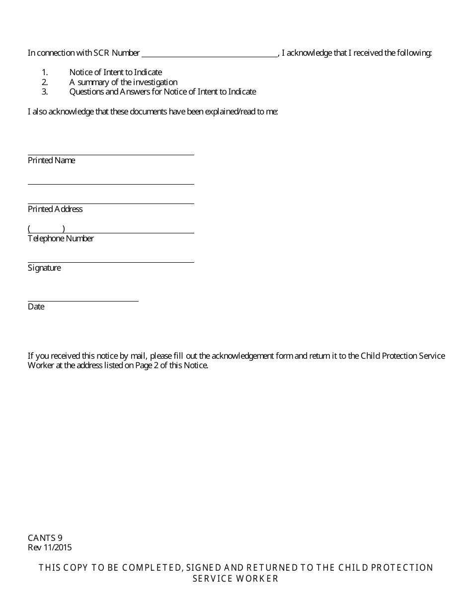 Form CANTS9 Notification of Intent to Indicate Child Care Worker for Report of Child Abuse and / or Neglect - Illinois, Page 3
