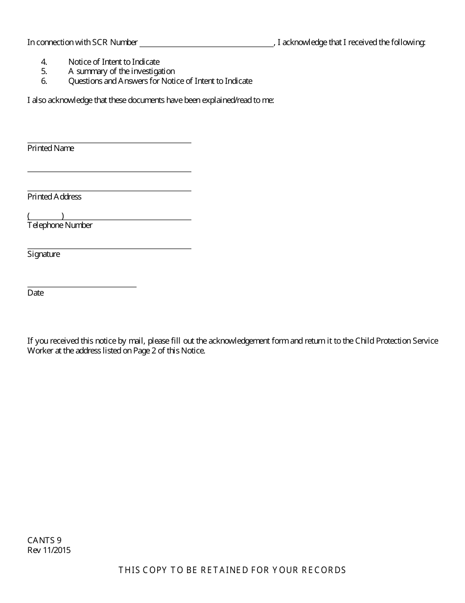 Form CANTS9 Notification of Intent to Indicate Child Care Worker for Report of Child Abuse and / or Neglect - Illinois, Page 4