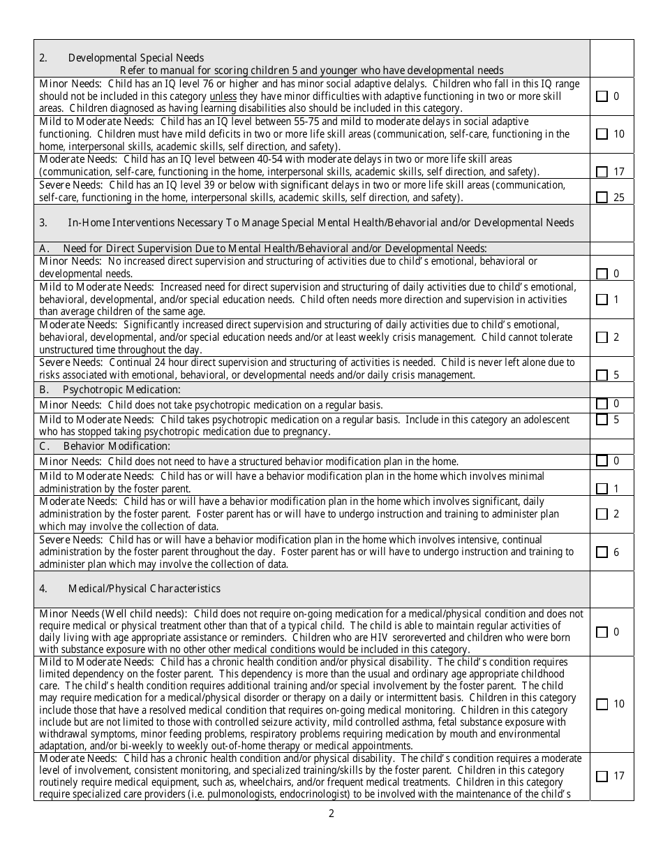 Form CFS418 Levels of Care Assessment Form - Illinois, Page 2