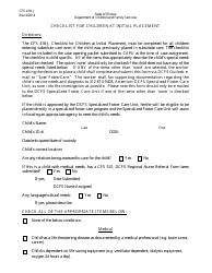 Form CFS418-J Checklist for Children at Initial Placement - Illinois