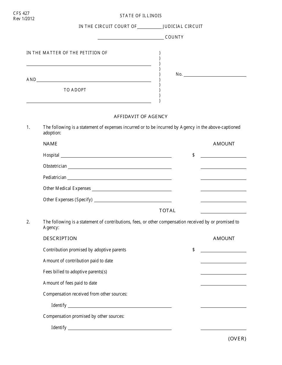 Form CFS427 Affidavit of Agency - Illinois, Page 1