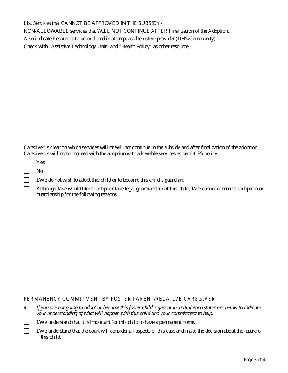 Form CFS1443 Permanency Commitment by Foster Parent / Relative Caregiver - Illinois, Page 3