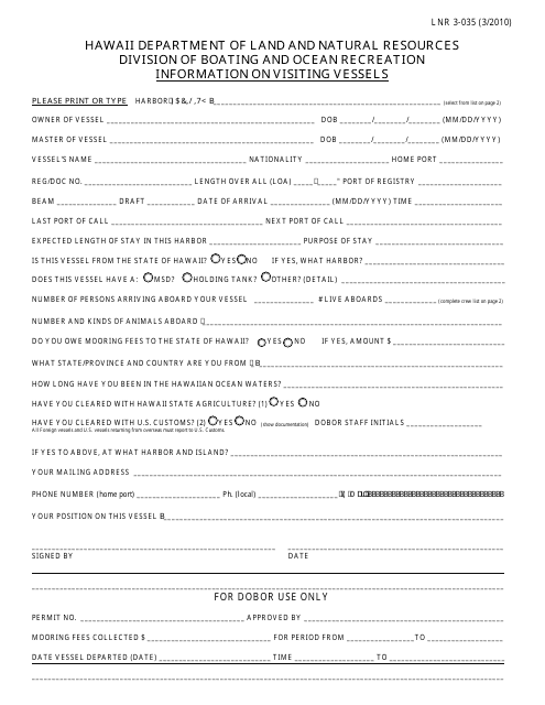 Form LNR3-035 Printable Pdf