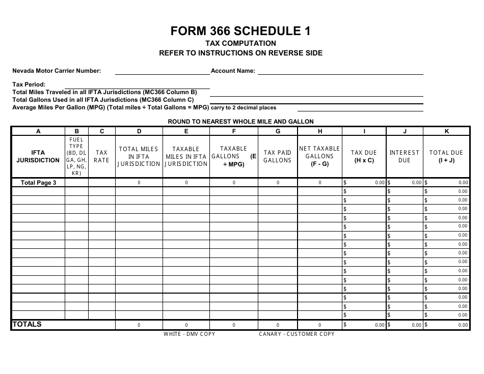 Form MC366 Nevada Ifta Tax Return - Nevada, Page 7