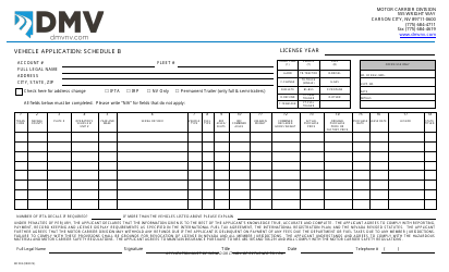 Document preview: Form MC003 Schedule B Vehicle Application - Nevada