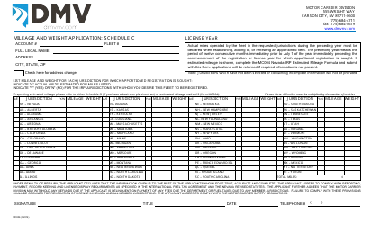 Document preview: Form MC006 Schedule C Mileage and Weight Application - Nevada
