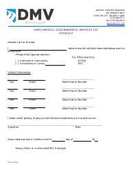 Document preview: Form MC010 Supplemental Governmental Services Tax Affidavit - Nevada