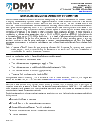 Form MC208 Application for Intrastate Commerce for the Transportation of Property Pursuant to Nrs 706 - Nevada