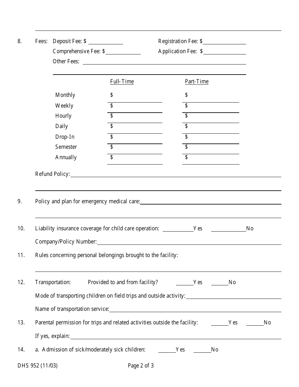 Form DHS952 Statement of Operation Policies - Hawaii, Page 2