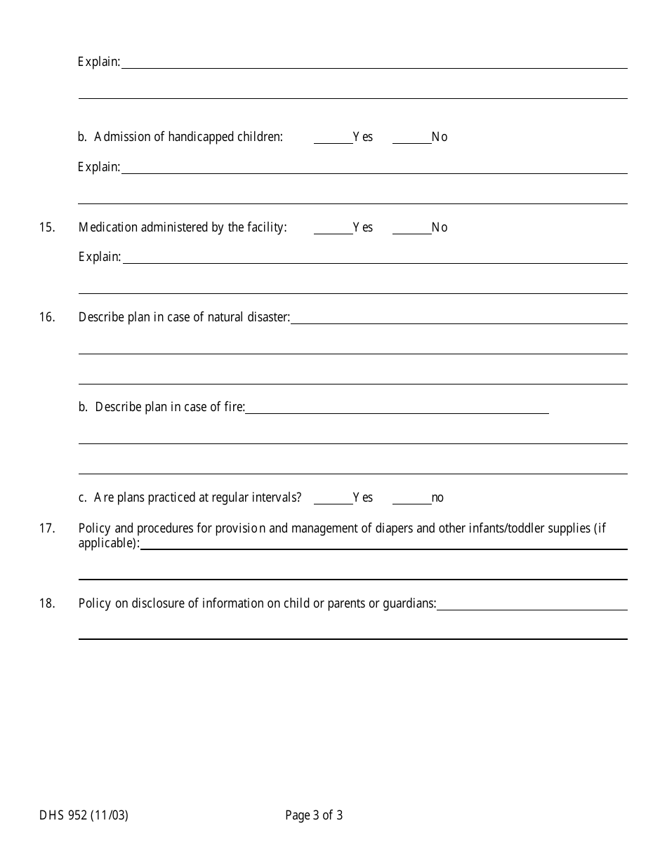 Form DHS952 Statement of Operation Policies - Hawaii, Page 3