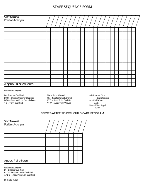 Form DHS957 Download Printable PDF or Fill Online Staff