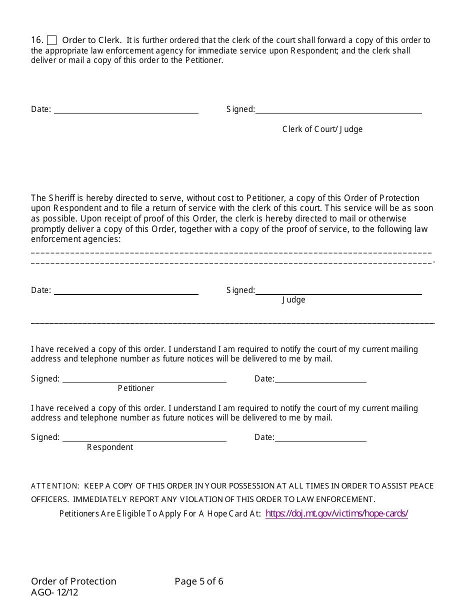 Order of Protection - Montana, Page 5