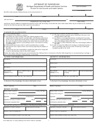 Document preview: Form DCH-0682 Affidavit of Parentage - Michigan