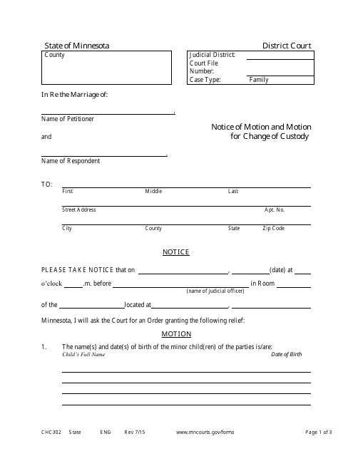 Form CHC302  Printable Pdf
