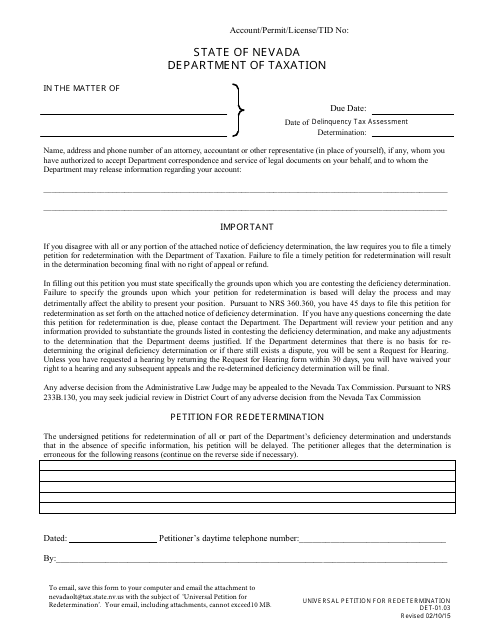 Form DET-01.03  Printable Pdf