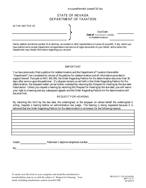 Form DET-01.21  Printable Pdf
