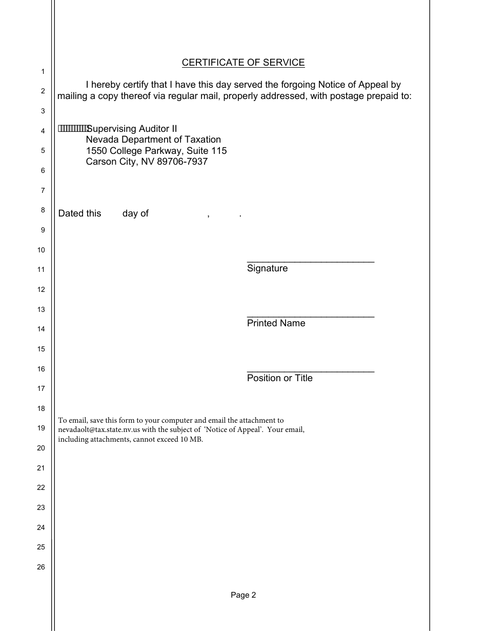 Nevada Notice of Appeal Fill Out, Sign Online and Download PDF