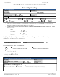Form NMO-7073 &quot;Nevada Medicaid: Functional Assessment Service Plan&quot; - Nevada