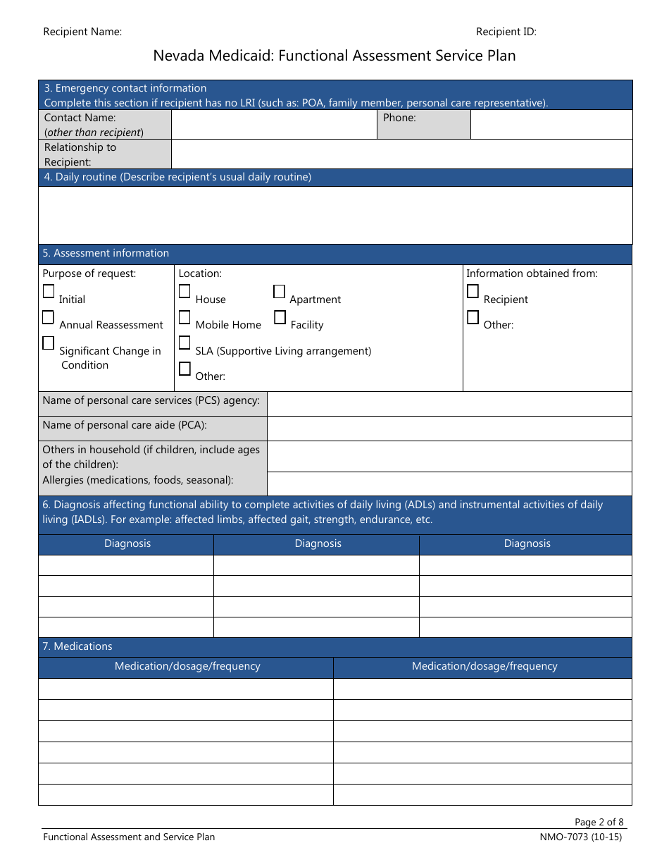 Form Nmo-7073 - Fill Out, Sign Online And Download Fillable Pdf, Nevada 