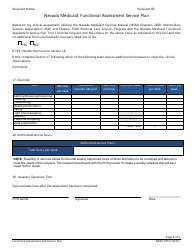 Form NMO-7073 &quot;Nevada Medicaid: Functional Assessment Service Plan&quot; - Nevada, Page 8