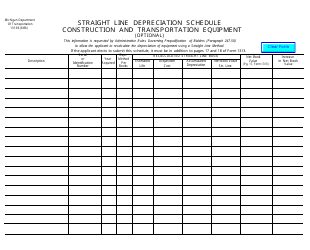 Form 1313B Straight Line Depreciation Schedule - Michigan