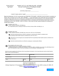Document preview: Form 2067 County Annual Certification of Employee Conditions - Michigan