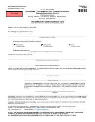 Document preview: Form X-2 Transfer of Name Reservation - Hawaii