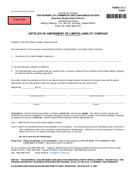 Form LLC-3 &quot;Articles of Amendment of Limited Liability Company&quot; - Hawaii