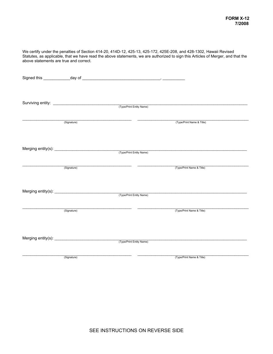 Form X-12 Articles of Merger - Hawaii, Page 3
