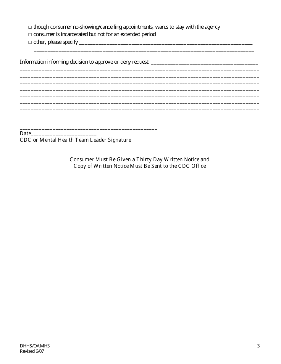 Agency Request to Terminate or Interrupt Services Form - Maine, Page 3