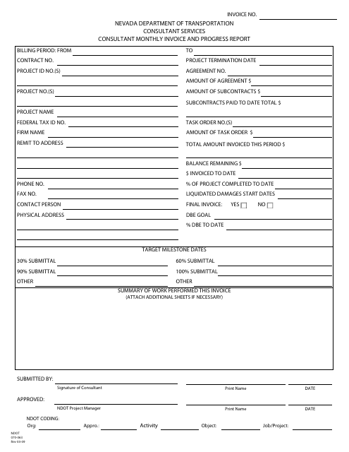 NDOT Form 070-063  Printable Pdf