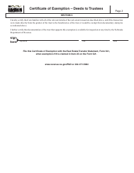 Certificate of Exemption - Deeds to Trustees - Nebraska, Page 2
