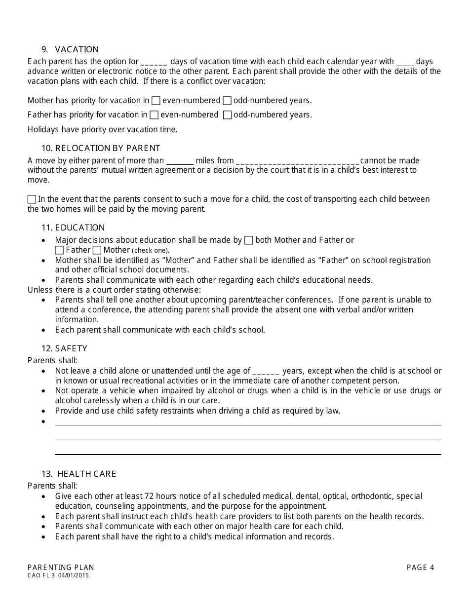 Form CAO FL3 - Fill Out, Sign Online and Download Printable PDF, Idaho ...