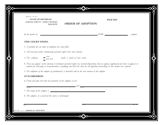 Document preview: Form PCA321B Order of Adoption - Michigan