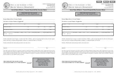 Form DSD FR9.2 &quot;Out-of-State Affidavit / Financial Responsibility Insurance Waiver&quot; - Illinois