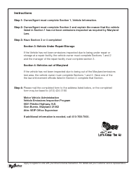 Form EP-009 Vehicle Emissions Inspection Program - Certified Statement - Maryland, Page 2