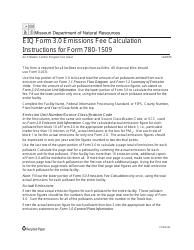 Instructions for EIQ Form 3.0, 780-1509 Emissions Fee Calculation - Missouri