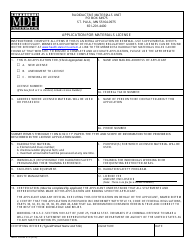 MDH Form 313 &quot;Application for Materials License&quot; - Minnesota