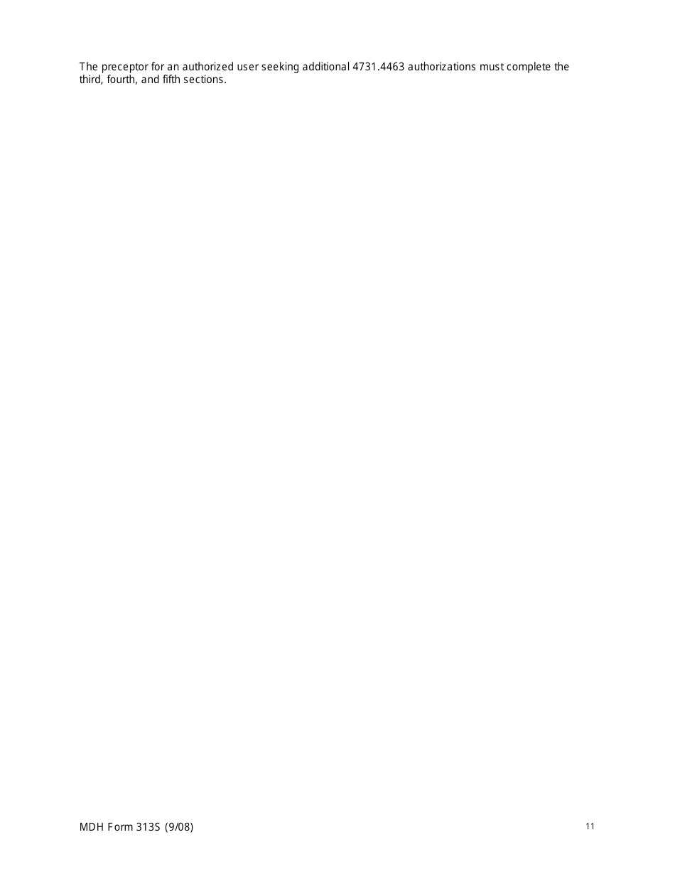 MDH Form 313S Authorized User Training and Experience and Preceptor Attestation - Minnesota, Page 11