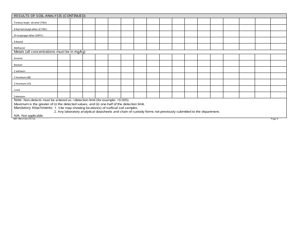 Form MO780-2120 Closure Report for Petroleum Releases at Underground Storage Tank Sites - Missouri, Page 4