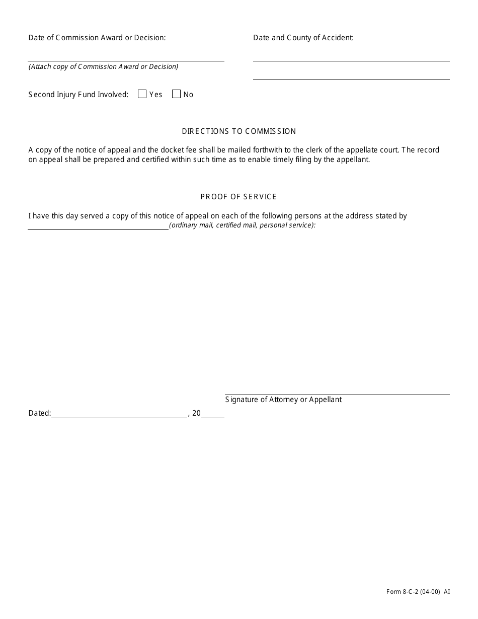 Form 8-C Workers Compensation Notice of Appeal to Missouri Court of Appeals - Missouri, Page 2