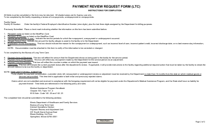 Form HFS3725 Payment Review Request Form (Ltc) - Illinois, Page 2